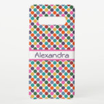 Spaß, bunte Polka-Punkte Samsung Galaxy S10  Hülle<br><div class="desc">Der Telefonkasten hat ein helles,  lustiges und farbenfrohes großes Polka-Punktmuster in aquamarinem,  grünem,  gelb,  orangefarbenem,  rotem,  blauem,  lila und rosa mit einer individuellen Namensvorlage.</div>