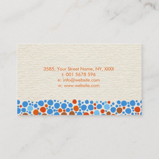 Spaß-bunte Punkt-Kunst-Kreise Visitenkarte (Rückseite)