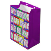 Spaß buntes BINGO kardiert Geschenk-Tasche Mittlere Geschenktüte (Vorderseite Schrägansicht)