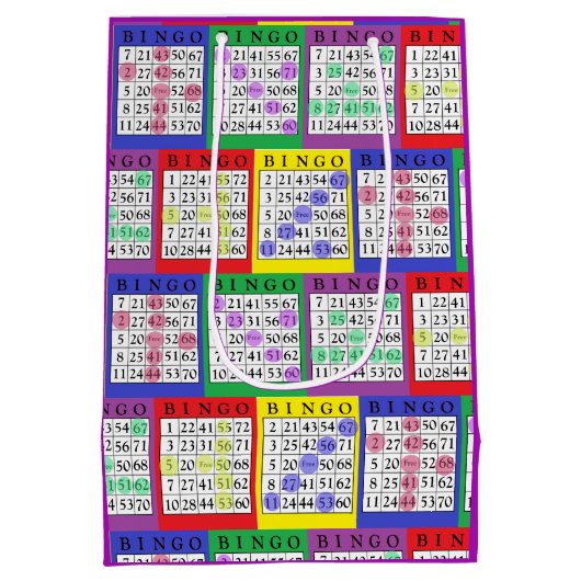 Spaß buntes BINGO kardiert Geschenk-Tasche Mittlere Geschenktüte (Rückseite)