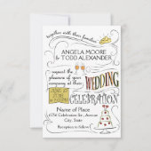 Spaß, buntes Hochzeitsdesign Einladung (Vorderseite)