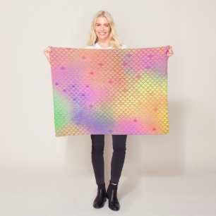 Spaß buntes Ombre Pastellmeerjungfrau-Muster Fleecedecke