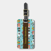 Spaß buntes Retro Lomo Kamera-Muster (blau) Gepäckanhänger (Vorderseite vertikal)