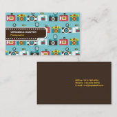 Spaß buntes Retro Lomo Kamera-Muster (blau) Visitenkarte (Vorne/Hinten)