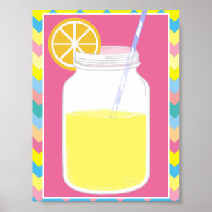 Spaß-buntes rosa Limonade-Stroh   Zickzack Poster