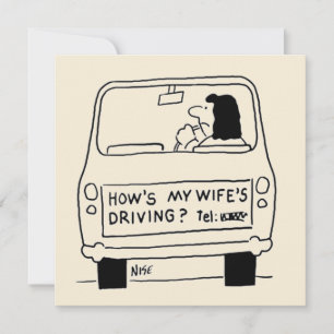 Spaß Cartoon der Ehefrau Autofahren Karte
