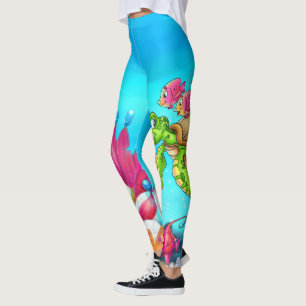 Spaß-Cartoon, der mit Fischen legging ist Leggings