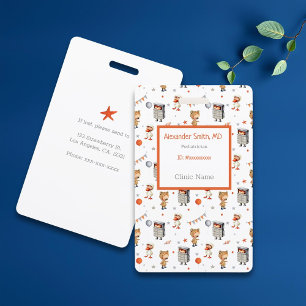 Spaß Cartoon Kinder in Kostümen Pädiatrischer Arzt Ausweis