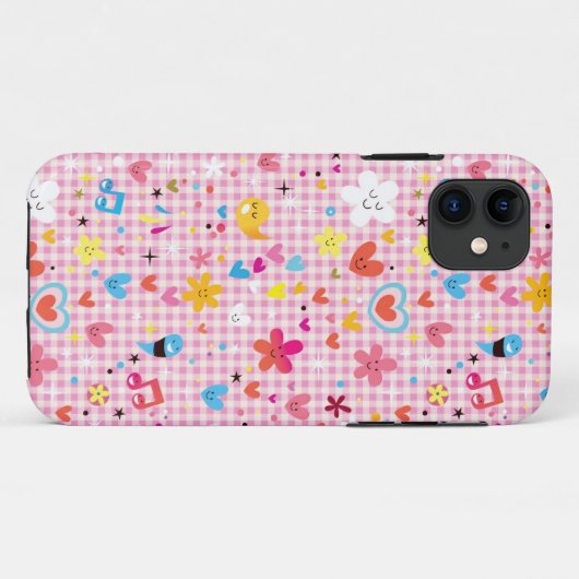 Spaß-Cartoon-Musterrosa Case-Mate iPhone Hülle (Rückseite (Horizontal))