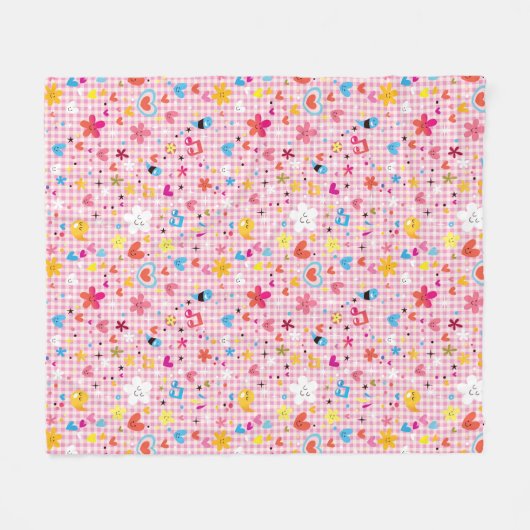 Spaß-Cartoon-Musterrosa Fleecedecke (Vorderseite (Horizontal))