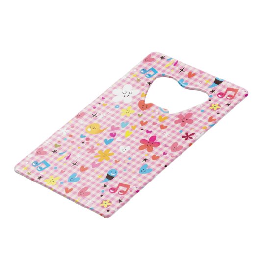 Spaß-Cartoon-Musterrosa Geldbeutel Flaschenöffner (Vorderseite Schrägansicht)