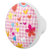 Spaß-Cartoon-Musterrosa Keramikknauf (Rechts)