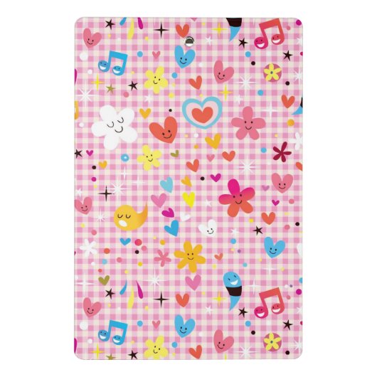 Spaß-Cartoon-Musterrosa Mini Klemmbrett (Rückseite)