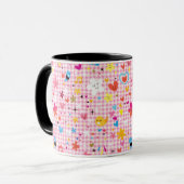 Spaß-Cartoon-Musterrosa Tasse (Vorderseite Links)