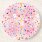 Spaß-Cartoon-Musterrosa Untersetzer (Vorne)