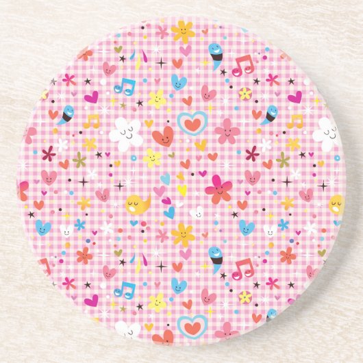 Spaß-Cartoon-Musterrosa Untersetzer (Vorne)