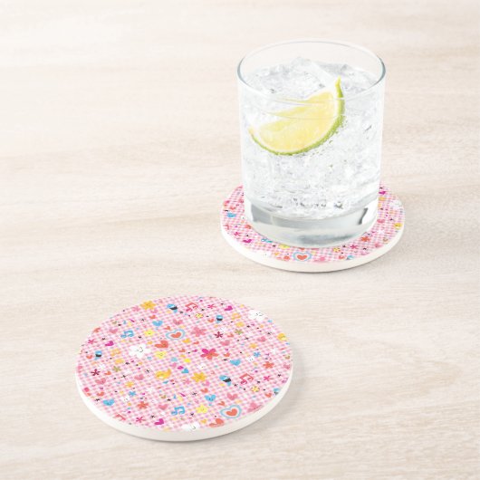 Spaß-Cartoon-Musterrosa Untersetzer (Seite)