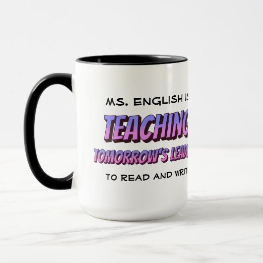 Spaß Cartoon Stil Personalisiert Englisch Lehrer T Tasse (Links)