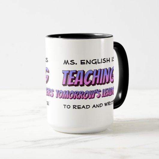 Spaß Cartoon Stil Personalisiert Englisch Lehrer T Tasse (VorderseiteRechts)