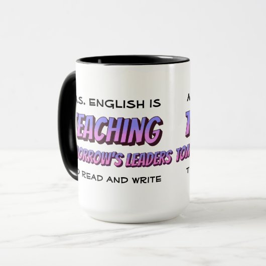 Spaß Cartoon Stil Personalisiert Englisch Lehrer T Tasse (Vorderseite Links)