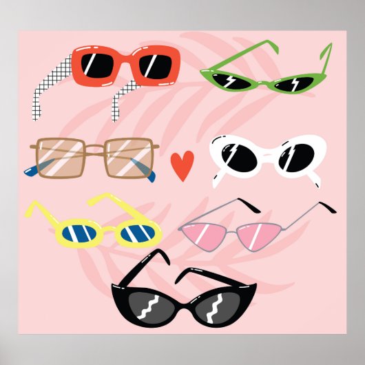 Spaß Cartoon: Trendy Sunglassensammlung Poster (Vorne)