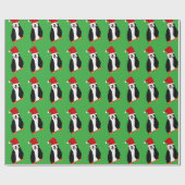 Spaß Cartoon Weihnachten Pinguin in der Weihnachts Geschenkpapier (Flach)