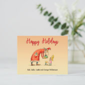 Spaß Cartoon Weihnachtsgeschenke glückliche Feiert Postkarte (Stehend Vorderseite)