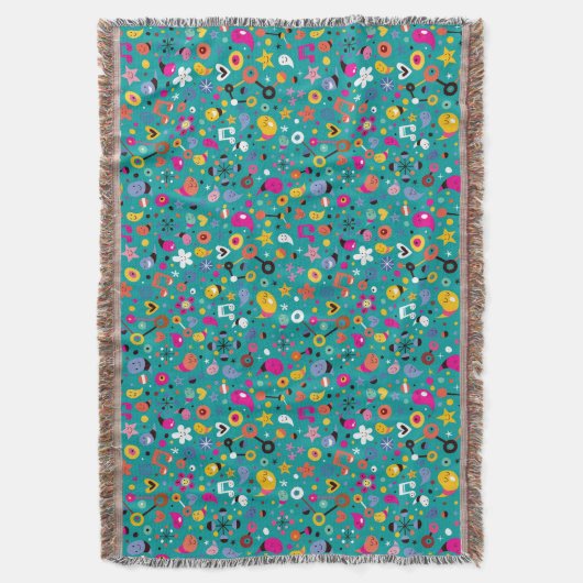 Spaß-Cartoonmuster aquamarin Decke (Vorderseite Vertikal)