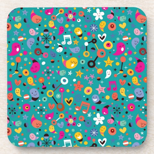 Spaß-Cartoonmuster aquamarin Getränkeuntersetzer (Vorderseite)