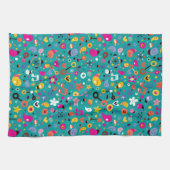 Spaß-Cartoonmuster aquamarin Handtuch (Horizontal)