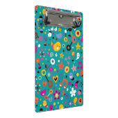 Spaß-Cartoonmuster aquamarin Mini Klemmbrett (Schrägansicht)