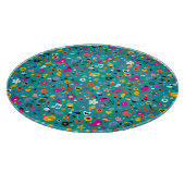 Spaß-Cartoonmuster aquamarin Schneidebrett (Ecke)