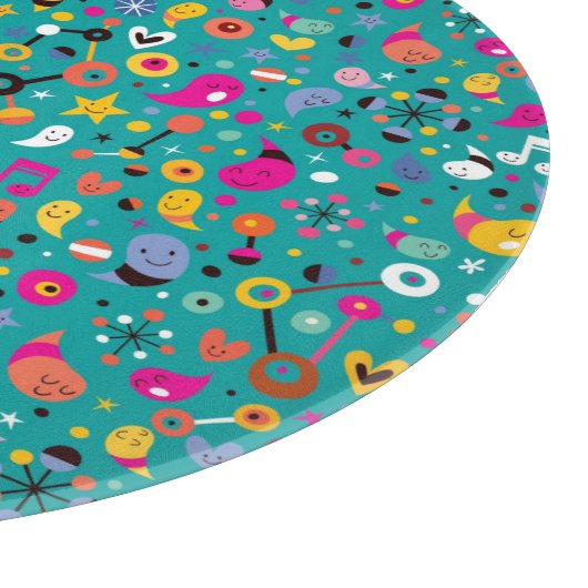 Spaß-Cartoonmuster aquamarin Schneidebrett (Ecke)