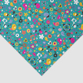 Spaß-Cartoonmuster aquamarin Seidenpapier (Ausschnitt)