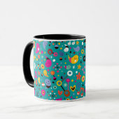 Spaß-Cartoonmuster aquamarin Tasse (Vorderseite Links)