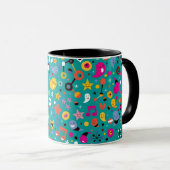 Spaß-Cartoonmuster aquamarin Tasse (VorderseiteRechts)