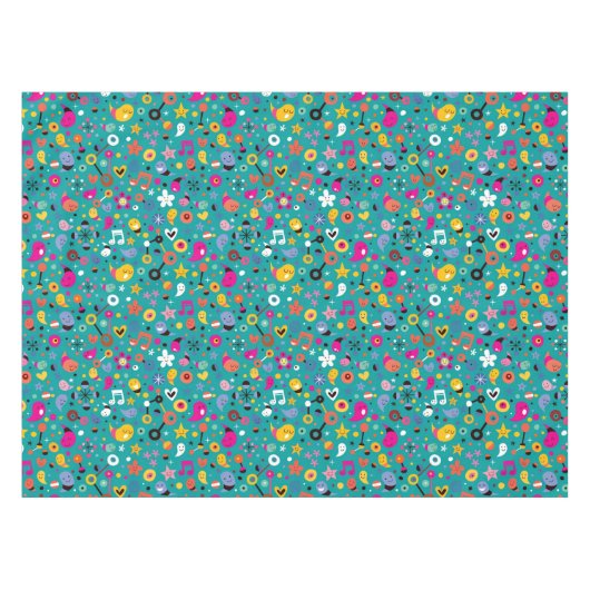 Spaß-Cartoonmuster aquamarin Tischdecke (Vorderseite (Horizontal))
