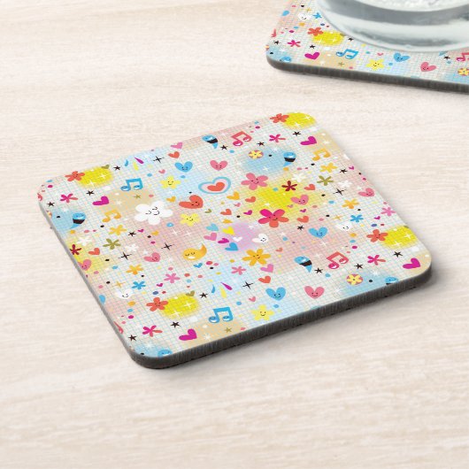 Spaß-Cartoonmuster Getränkeuntersetzer (Linke Seite)