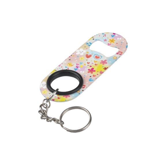 Spaß-Cartoonmuster Schlüsselbund Flaschenöffner (Rückseite Schrägansicht)