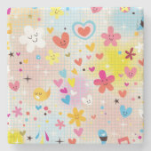 Spaß-Cartoonmuster Steinuntersetzer (Vorderseite)