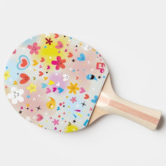 Spaß-Cartoonmuster Tischtennis Schläger (Seitenansicht)