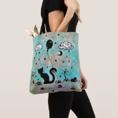 Spaß Cat Doodle Art Katzen Silhouette Tasche (Von Nahem)