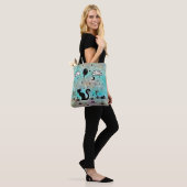 Spaß Cat Doodle Art Katzen Silhouette Tasche (Am Model)