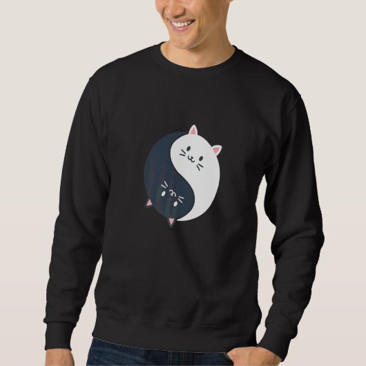 Spaß Cat Yin und Yang Sweatshirt (Vorderseite)