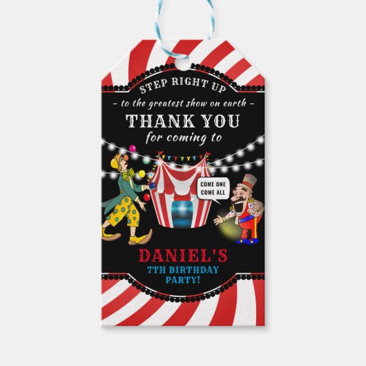 Spaß Circus Kinder | Karneval Geburtstag Vielen Da Geschenkanhänger (Vorderseite)