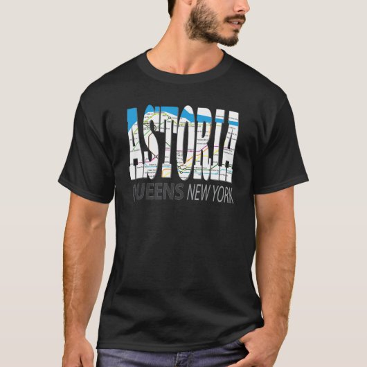 Spaß Cool Astoria Queens New York mit U-Bahn-Karte T-Shirt (Vorderseite)