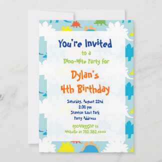 Spaß Cool Dinosaurier Geburtstagsparty Einladungen