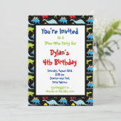 Spaß Cool Dinosaurier Geburtstagsparty Einladungen (Stehend Vorderseite)