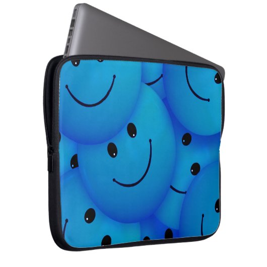 Spaß Cool Happy Blue Faces Laptopschutzhülle (Vorne Rechts)
