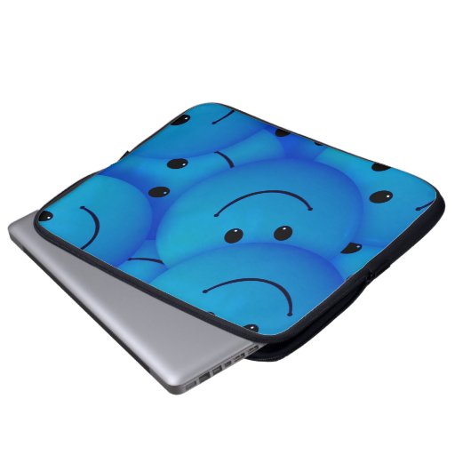 Spaß Cool Happy Blue Faces Laptopschutzhülle (Vorne Knopf)